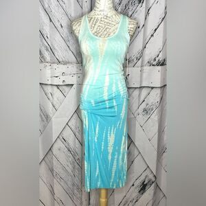 YFB tie dye racerback blue gray maxi ruched dress